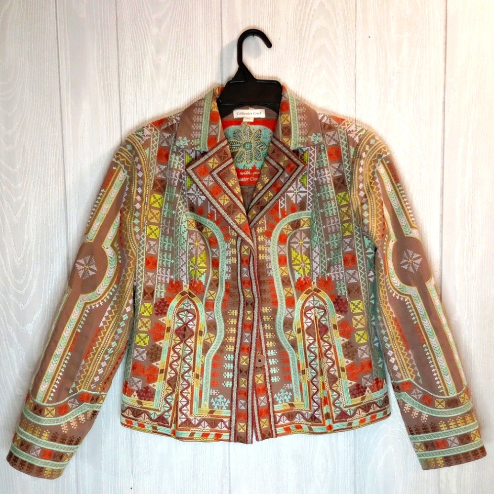 Coldwater Creek Women's Aztec Print Embroidered Jacket